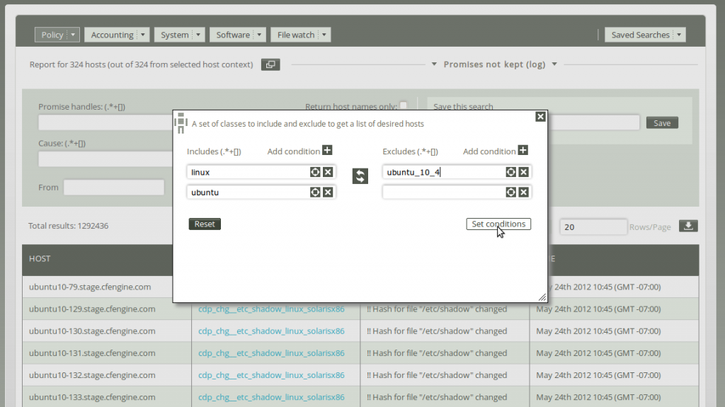 CFEngine - filter by
class