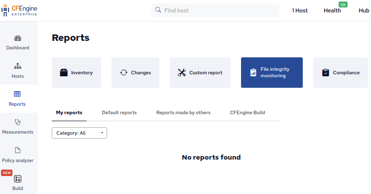 Accessing the File integrity monitoring report