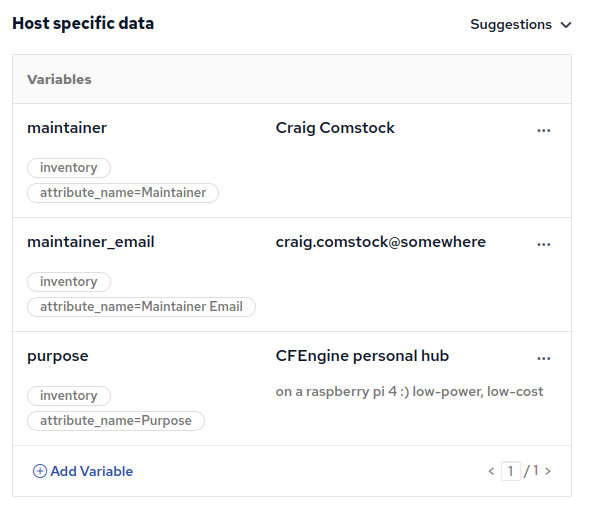 Maintainers variables in Mission Portal host info CMDB
